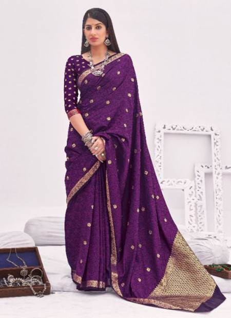 Purple Colour MANJUBAA MAHILAM SILK 3 Ethnic Wear Designer Fancy Wear Banarasi Silk Saree Collection 9706